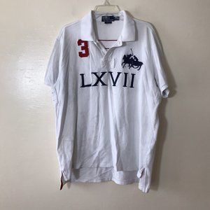 Vintage Polo Ralph Lauren Crisp White LXVII 3 Embroidered Horse Polo Mens XXL